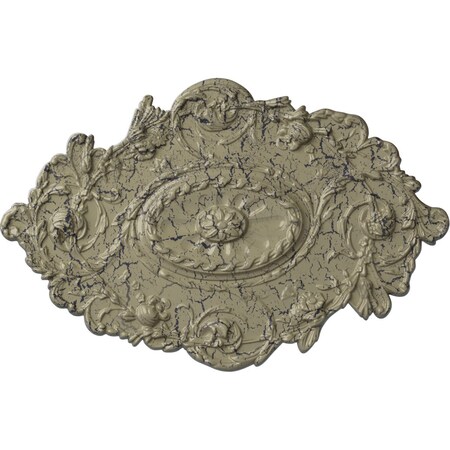 Ekena Millwork Strasbourg Ceiling Medallion, Hand-Painted Castle Stone Crackle, 30 1/2"W x 20"H x 1 1/2"P CM30SGCSC